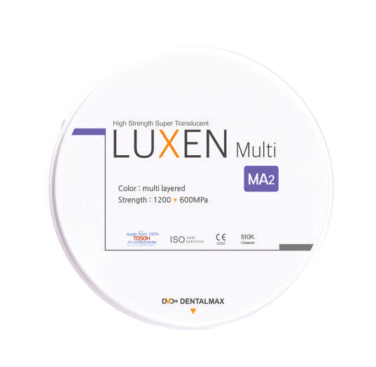 Dentalmax Luxen 1200+600 Multi zirconia disc in shade MA2